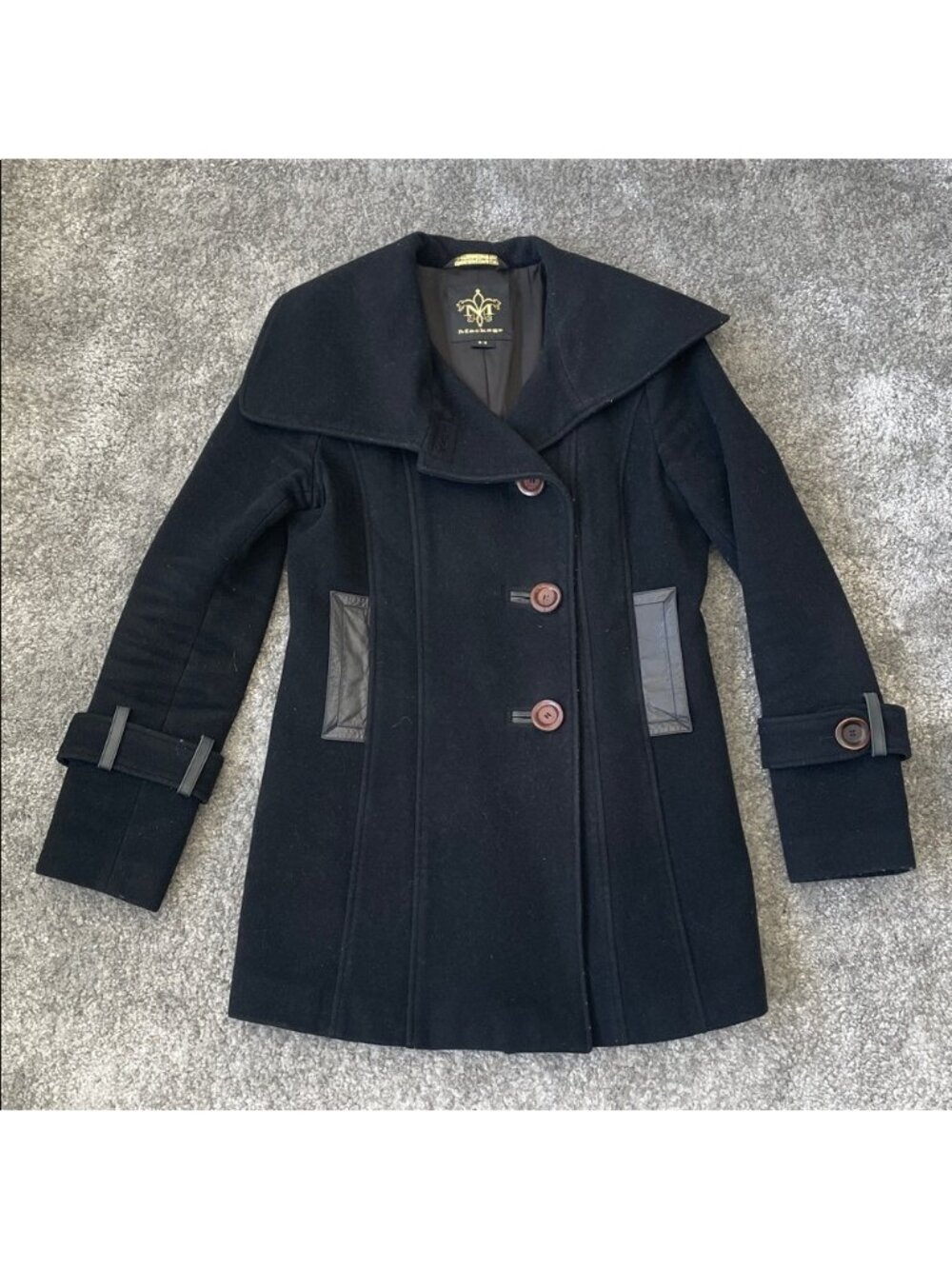 VGC Mackage Wool Blend Pea Coat - Black - Size Medium